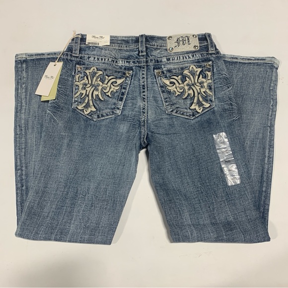 NWT Buckle Miss Me Boot Cut Jeans Embellished Pockets Bling Womens Mid Rise 0485 - Picture 15 of 15